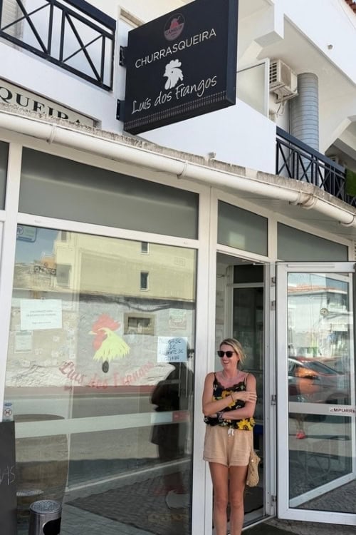 Hayley outside Luis dos Frangos, Sao Bras de Alportel, Portugal. Photo by Simon Clark