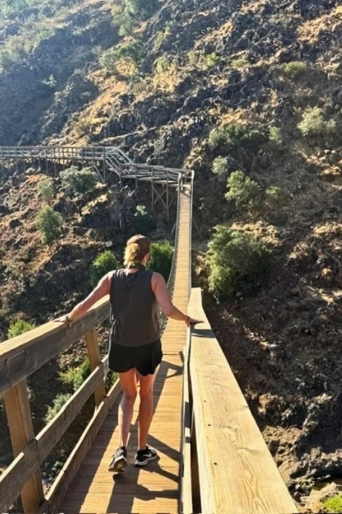 Hayley working up an appetite at the Devils Gorge near Monchique, Portugal. Photo by Simon Clark
