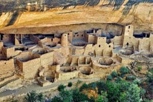 Viewing the rooms and kivas of Cliff House. Photo by Tab Hauser