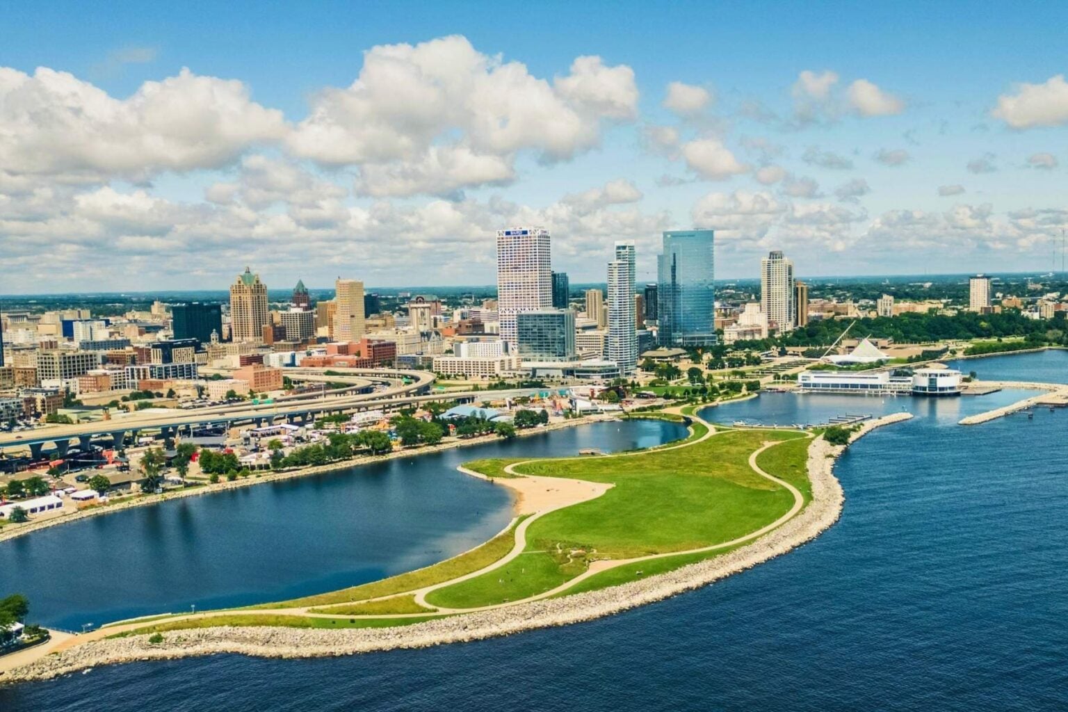 Milwaukee's skyline viewed from Lake Michigan. Photo by William Hadley, Unsplash