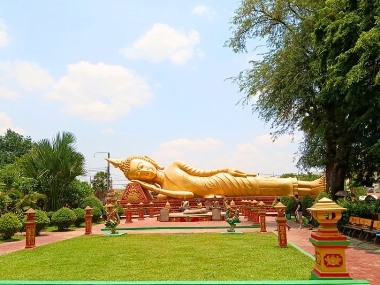The reclining Buddha at Wat That Luang Tai in Vientiane, Laos. Photo by Shivika Singh
