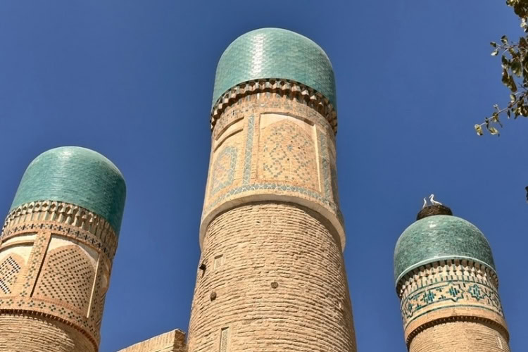 Turquoise colored Minarets at Chor Minor. Photo by Steve Sindiong