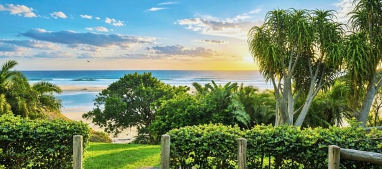 Beach views from accommodation at Umngazi Hotel in South Africa. Photo by Janine Avery
