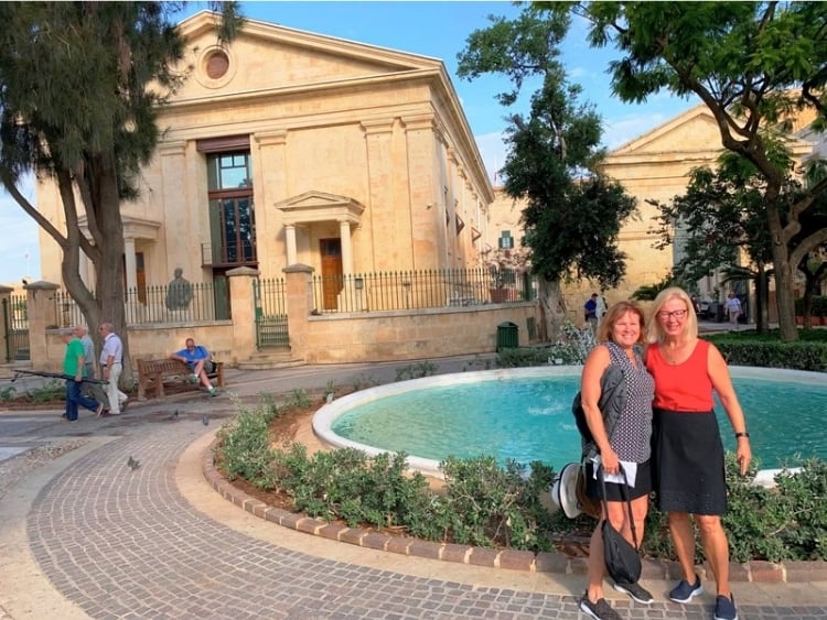 Sue and I walk in the footsteps of greats when strolling around the central fountain. Photo by Brent Cassie
