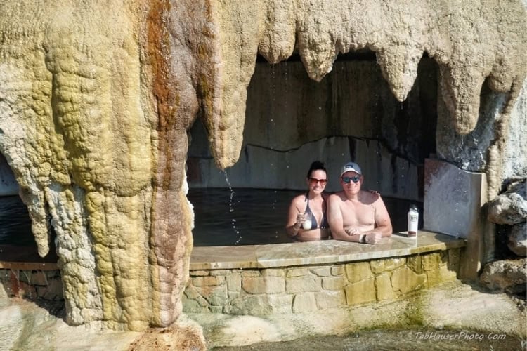 A couple from Collierville, TN, relaxes in the grotto at Pagosa Springs. Photo by Tab Hauser