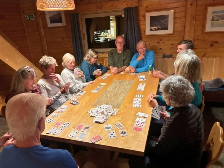 Evenings are spent playing games and socializing. Photo by Jane Cassie