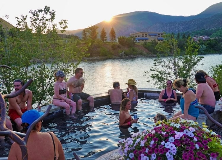 Iron Mountain Hot Springs sunset over the Colorado River. Photo by Tab Hauser
