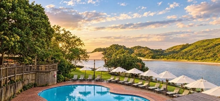 The poolside setting at the Wild Coast's Umngazi Hotel. Photo by Janine Avery
