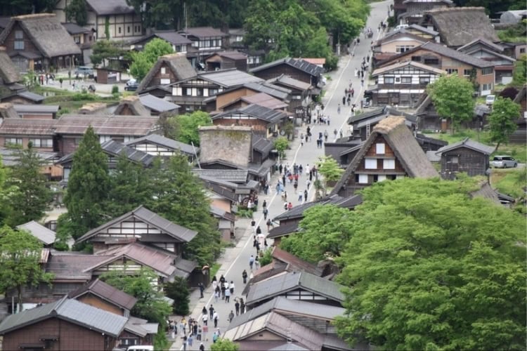 View of Shirakawa-go's main street from the hillside. Photo by Masayoshi Sakamoto