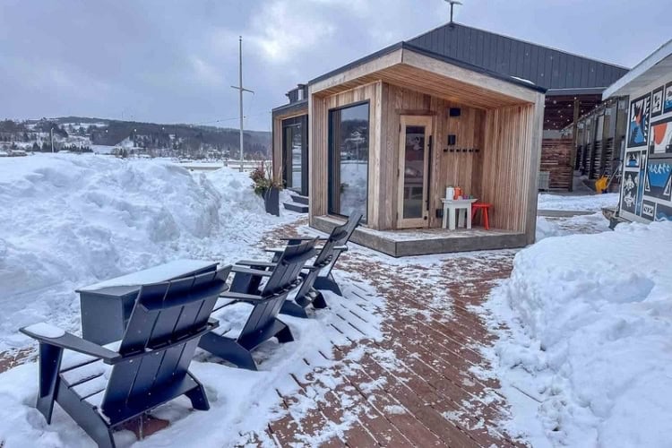 Warming up in the saunas at Takka Portage. Photo by Julie Suman