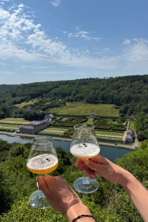 A toast above the gardens of Freyr Castle on the Meuse, a few minutes from Dinant. Photo by Joris Desplenter