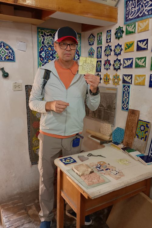 Marat, our incredible Uzbeki tour leader, demonstrated the process to make each individual tile lining the facades of the Madrassahs