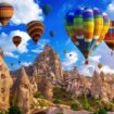 Download Image Colorful hot air balloon flying over Cappadocia, Turkey. — Photo by praewa_koreashopping@hotmail.com